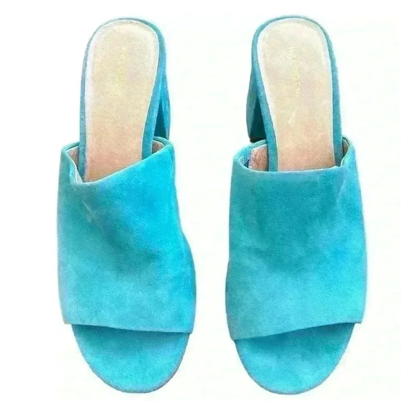 HALOGEN Chunky Heel Aqua Marine Blue Suede size 8.5​ - Picture 1 of 7